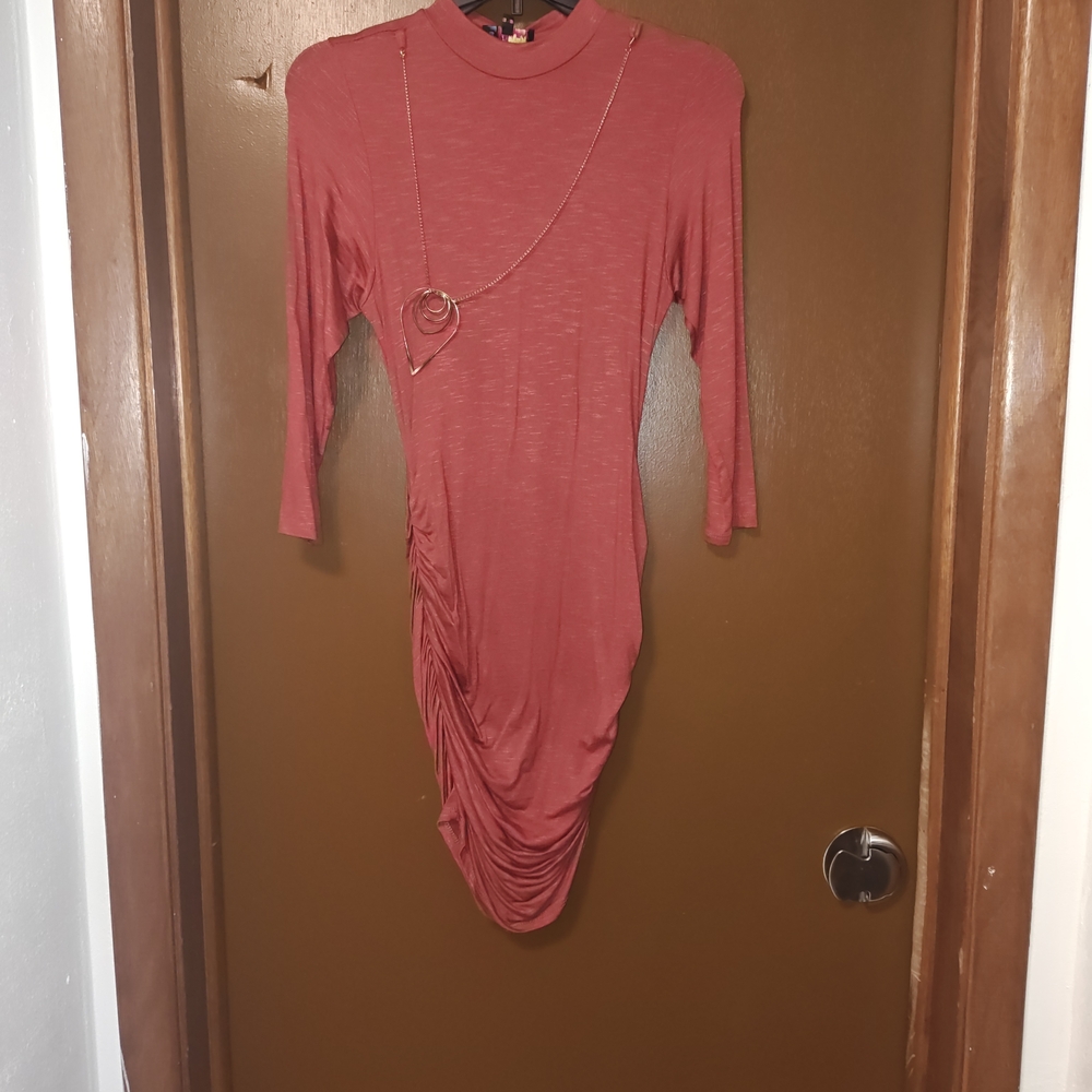 Red Ruched Dress - Picture 3 of 3